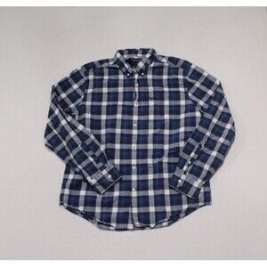 American Eagle Outfitter Men Blue Plaid Shirt Athletic Fit Size Large
